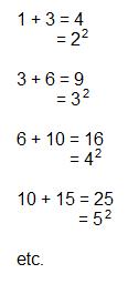 sum of adjacent triangular numbers