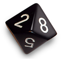 An image of an eight sided die.